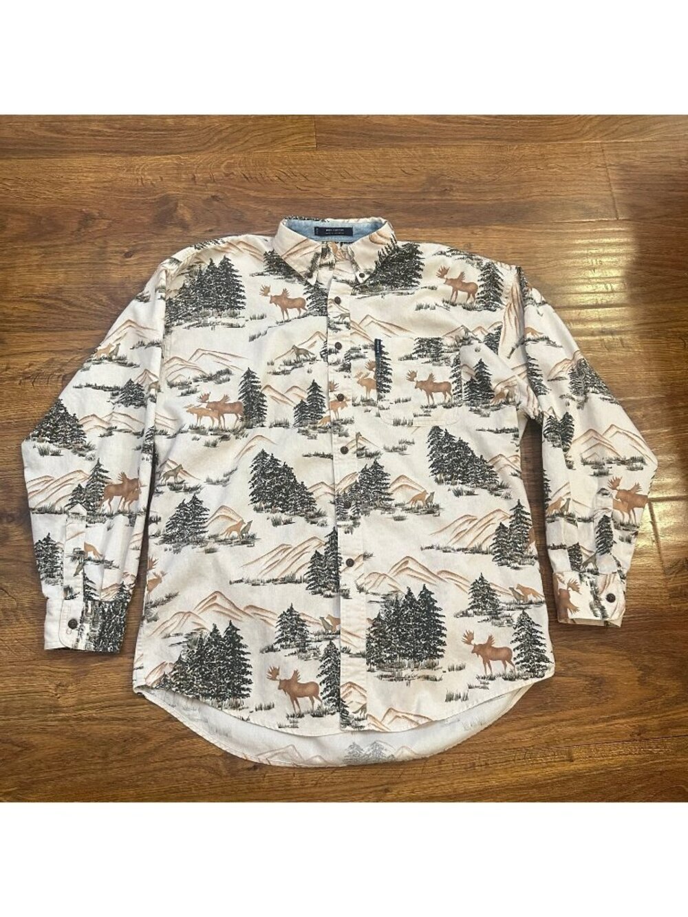 Vintage Chaps Ralph Lauren winter scene button front shirt